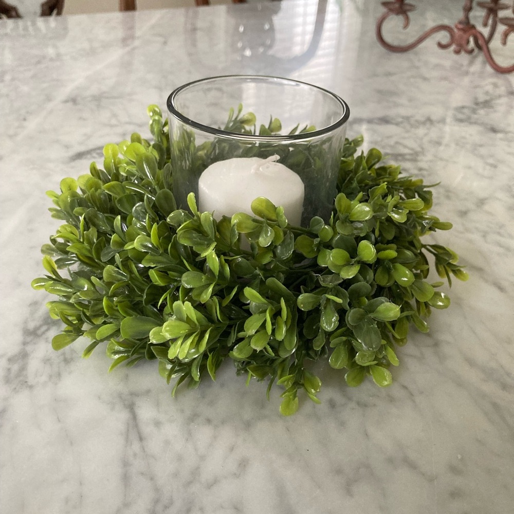 Candle Holder with Greenery Wreath